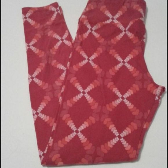 LuLaRoe Pink Hearts Print Valentines Athleisure Lounging Leggings - Picture 1 of 6